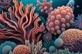 coral reef macro texture, abstract marine ecosystem background on a coral reef