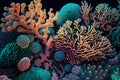 coral reef macro texture, abstract marine ecosystem background on a coral reef