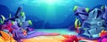 Coral reef ocean underwater cartoon background