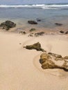 Coral reef, sand, stone in the beach Royalty Free Stock Photo