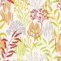 Coral reef seamless pattern., Caribbean staghorn and pillar corals diversity.