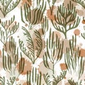 Coral reef seamless pattern., Red Sea coral reef branches and bushes cartoon. Royalty Free Stock Photo