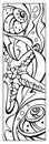 Coral reef, starfish and seashells coloring page. Bookmark for book. Doodle patterns. Black and white graphic. Sketch of ornaments Royalty Free Stock Photo