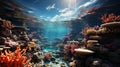 A coral reef under water