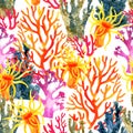 Coral reef watercolor pattern