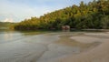 Sunset Wild island tropical forest raja ampat on the beach Royalty Free Stock Photo