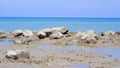 Coral Rocks On The Edge Of A Tropical Sea Beach In Summer