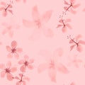 Coral Seamless Leaf. Gray Pattern Vintage. Pink Tropical Vintage. White Spring Texture. Flower Vintage. Floral Design. Flora