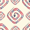 Coral snakes Micrurus lemniscatus geometric seamless pattern