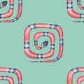 Coral snakes Micrurus lemniscatus geometric seamless pattern