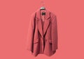 Coral straight-cut blazer. Elegant women`s jacket Royalty Free Stock Photo