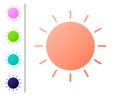 Coral Sun icon isolated on white background. Summer symbol. Good sunny day. Set color icons. Vector Illustration Royalty Free Stock Photo