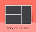 Coral Trendy Color Horizontal Collage Layout Template. Frames for Photo or Illustration. Vector