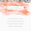 Coral vector watercolor background with space for your text. Royalty Free Stock Photo