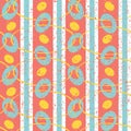 Coral, Yellow and Blue Abstract Geometric Pattern