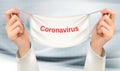 Coranavirus background with nurse holding respirator mask