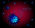 Coranavirus concept background. Vaccine destroying virus COVID -19 molecules.