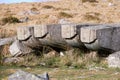 Corbels for old London Bridge abandoned on Dartmoor England. Royalty Free Stock Photo