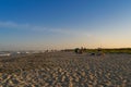 Corbu, Constanta, Romania - August 14, 2019: People enjoy a summer day sunset on the last virging beach in Corbu, Romania