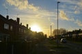 Corby, England. November 13 - Brick village traditional houses. Street view