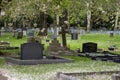 Corby, U.K, April 28, 2019 - -Tombstones in cemetery, spring time Royalty Free Stock Photo