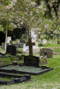 Corby, U.K, April 28, 2019 - -Tombstones in cemetery, spring time Royalty Free Stock Photo