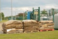 Corby, U.K, June 20, 2019 - paper pile and cardboard for recycle. Outdoor