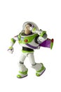 Corby, U.K, March 20, 2019: Buzz Lightyear robot toy character form Toy Story animation film. Isolated popular toy for kids Royalty Free Stock Photo