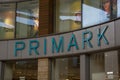 Corby, United Kingdom. April, 29, 2019 - Primark, Logo from exterior shop. The Major retail group operating stores in the UK