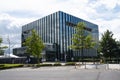 Corby, United Kingdom - August1, 2021 - Corby Cube building, Corby Borough Council modern glass building