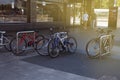 Corby, United Kingdom - September, 01, 2018: Bikes parked on the streets in english village. Conceptual image of a healthy lifesty