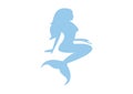 Silhouette of a sea mermaid on a white background Royalty Free Stock Photo