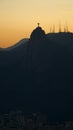 Corcovado Jesus Statue after sunset in Rio de Janeiro, Brazil. Royalty Free Stock Photo