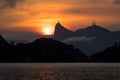 Corcovado Mountain and Christ the Redeemer Statue at Sunset, Rio de Janeiro, Brazil Royalty Free Stock Photo