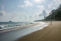 Corcovado National Park - beach view with tourist walking Royalty Free Stock Photo