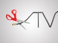 Cord cutting concept Royalty Free Stock Photo
