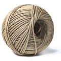 Cord skein, hemp roll, linen cord natural ball, isolated on white Royalty Free Stock Photo