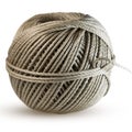 Cord skein, hemp roll, linen cord natural ball, isolated on white Royalty Free Stock Photo