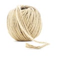 Cord skein, jute roll, natural ball on white background Royalty Free Stock Photo