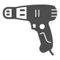 Corded power screwdriver solid icon, construction tools concept, electric screw gun vector sign on white background