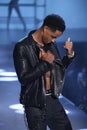 Cordell Broadus walks the runway at the Philipp Plein fashion show