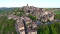 Cordes-sur-Ciel, a village in a hill Occitanie, Southern France