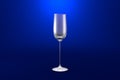 3D illustration of cordial liqueur glass on blue vivid background - drinking glass render
