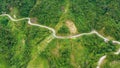 Cordillera on Luzon Island, Philippines, aerial view. Mountains are covered by rainforest and road.