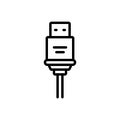 Black line icon for Cording, protecting and plug Royalty Free Stock Photo