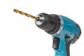 Cordless drill and a drill isolated on a white background Royalty Free Stock Photo