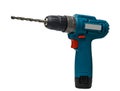 Cordless Drill Driver with Drill Bit on White Background Royalty Free Stock Photo