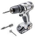 Cordless drill image with drill bits Royalty Free Stock Photo
