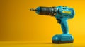 Cordless drill on yellow backdrop minimalist and striking visual Royalty Free Stock Photo