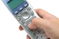 Cordless phone in hand Royalty Free Stock Photo